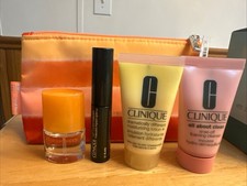Clinique 10 PCS Travel Size Skincare Makeup Perfume Sample Gift Set With Bag New