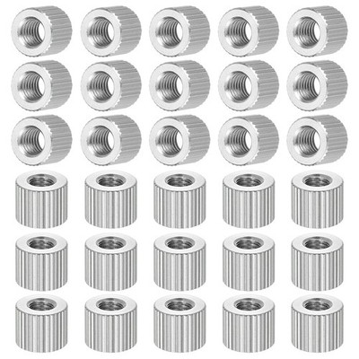 M5 Knurled Thumb Nuts 30pcs  Steel Flat Head Through Hole, D10mm x H8mm