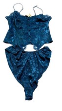 Vintage Victoria  s Secret Gold Label Blue Jacquard Lace Lingerie Set Size S