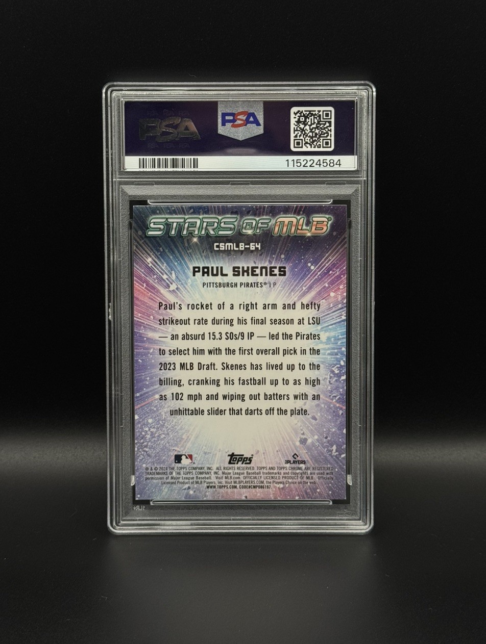 2024 Topps Update Series - Stars of MLB Chrome Paul Skenes (RC) PSA 9 view 2