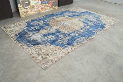 #ad 5x8 area rug handmade faded vintage turkish rug neutral oushak wool carpet659 $195.00