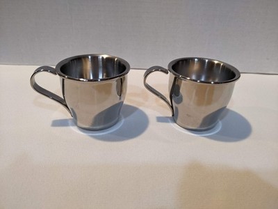 2 Frabosk 18/10 Stainless Steel Espresso Cups Italy Double Wall Insulated Coffee