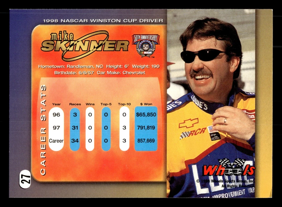 Mike Skinner 1998 Wheels #27 Richard Childress Racing - Image 2 of 2