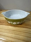 Vintage Pyrex Avocado Green Crazy Daisy 1 Pt Casserole - #471 -  No Lid