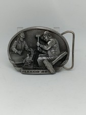 Vintage Flexco Belt Buckle Mens One Size Pewter Mining Miner 1988 80s Promo