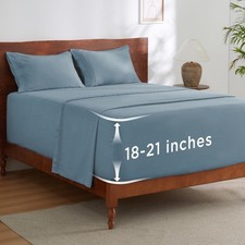 Deep Pocket King Sheet Set - 4 Piece Soft Cooling Bed Sheets Pillowcases, Fits