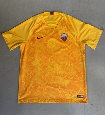 Nike AS Roma 2018/19 Short Sleeve 3rd Away Soccer Jersey Yellow Size L