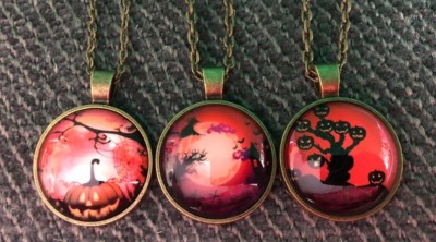 Halloween Necklace party favor fun  pumpkin witch black cat scary samhain #63