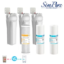 3Pack 10" x 2.5" Whole House Water Filter System Sediment Carbon Filter 3/4" NPT