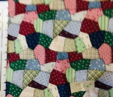 Crazy Quilt Allover Cheater Quilt Cotton Fabric By the Yard