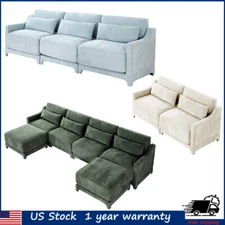 2-4 Seat Elegant Chenille Sponge Sofa Set Lumbar Pillow Living Room w/O Ottoman