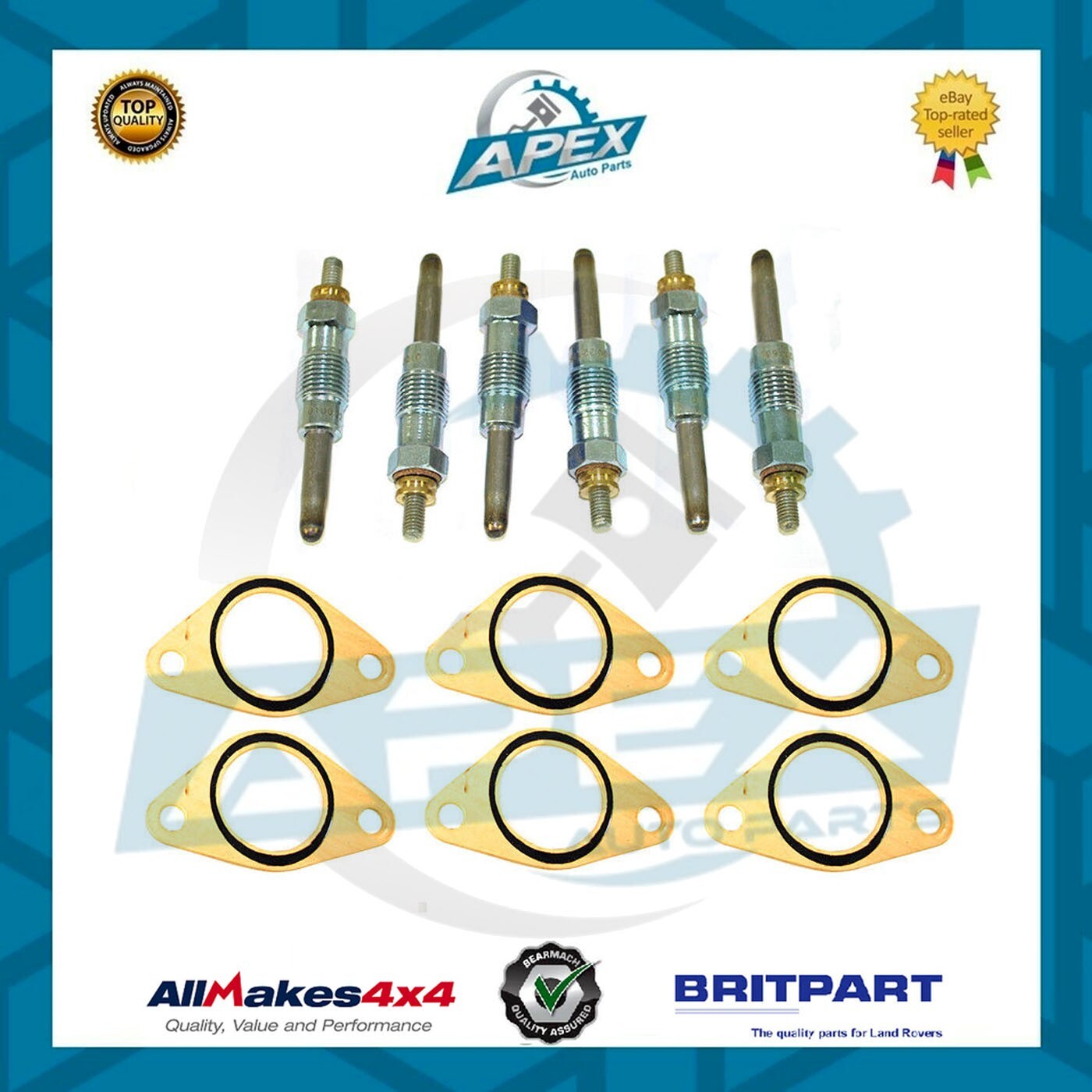 HEATER GLOW PLUG WITH GASKET FOR RANGE ROVER P38 2.5L - STC3103  STC2203 X6