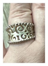Vintage .925 Sterling silver Filigree Ring Size 8