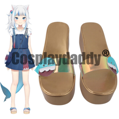 Virtual YouTuber Vtuber Gawr Gura Cosplay Platform Slide Sandals Shoes S008