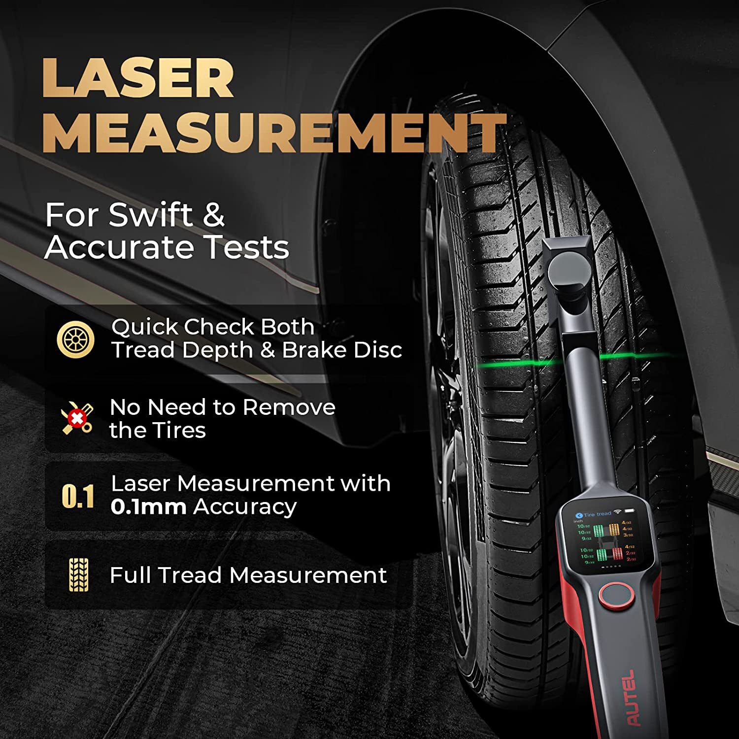 Beautiful view of Laser Tire Tread Depth Gauge