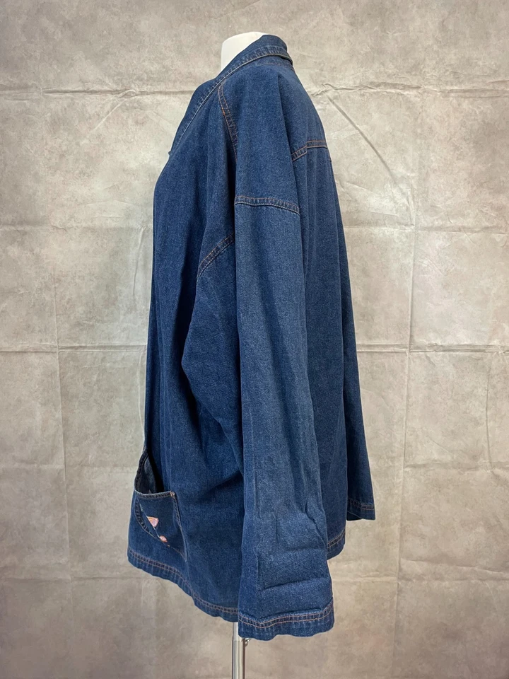 Женская синяя хлопковая джинсовая куртка Blair с длинным рукавом на пуговицах спереди размер 3XL - Изображение 2 из 4