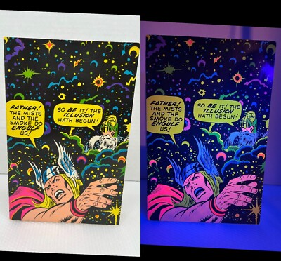 Vtg THOR Greeting Card Marvel Comics Mfg. By The Third Eye Black-Light Graphics