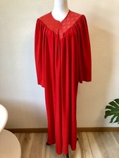 Vintage Vanity Fair Robe Red Zip Front Soft Touch Loungewear Sleep Gown Sz Large