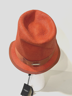 Burberry Unique 100% Paper Yarn Straw Hat Red Size S/M 54-57  display picture 3