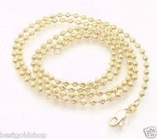 2.5mm Solid Half Moon Diamond Cut Bead Ball Chain Necklace REAL 14K Yellow Gold 