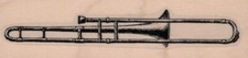 Trombone 1 x 3 1/2" Rubber Stamp, Music Stamp, Instruments Stamp