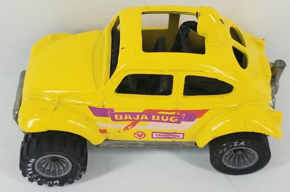 Hot Wheels (ERROR) Amarillo VW Volkswagen Baja Bug Beetle Real Riders 1983 Mattel Foto 4 de 4