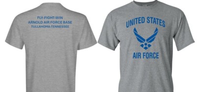 ARNOLD AIR FORCE BASE* TULLAHOMA-TN*2-SIDED SHIRT*VINYL*OFFICIALLY LICENSED
