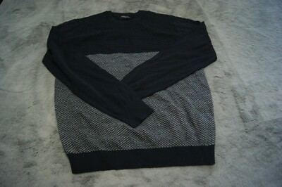 Bruun & Stengade Men Sweater Size Large Black Gray Crew Neck  Pullover