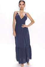 NWOT! Fashion Nova Tulum Coastline Maxi Dress Size Small Blue