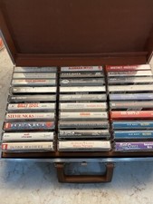 30 Cassette Tapes w/ Briefcase Case Rock Pop Rolling Stones Led Zeppelin Heart