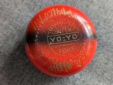 VINTAGE ORIGINAL - Duncan Super YO-YO  USA Tournament Tops 1960s Red Black Strip
