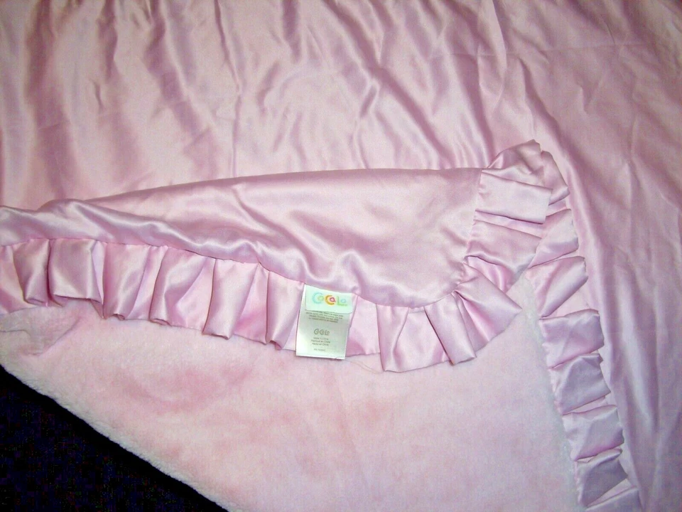 Cocalo Baby Pink Blanket Plush Satin Back Ruffle Trim Security Lovey - Image 3 of 3