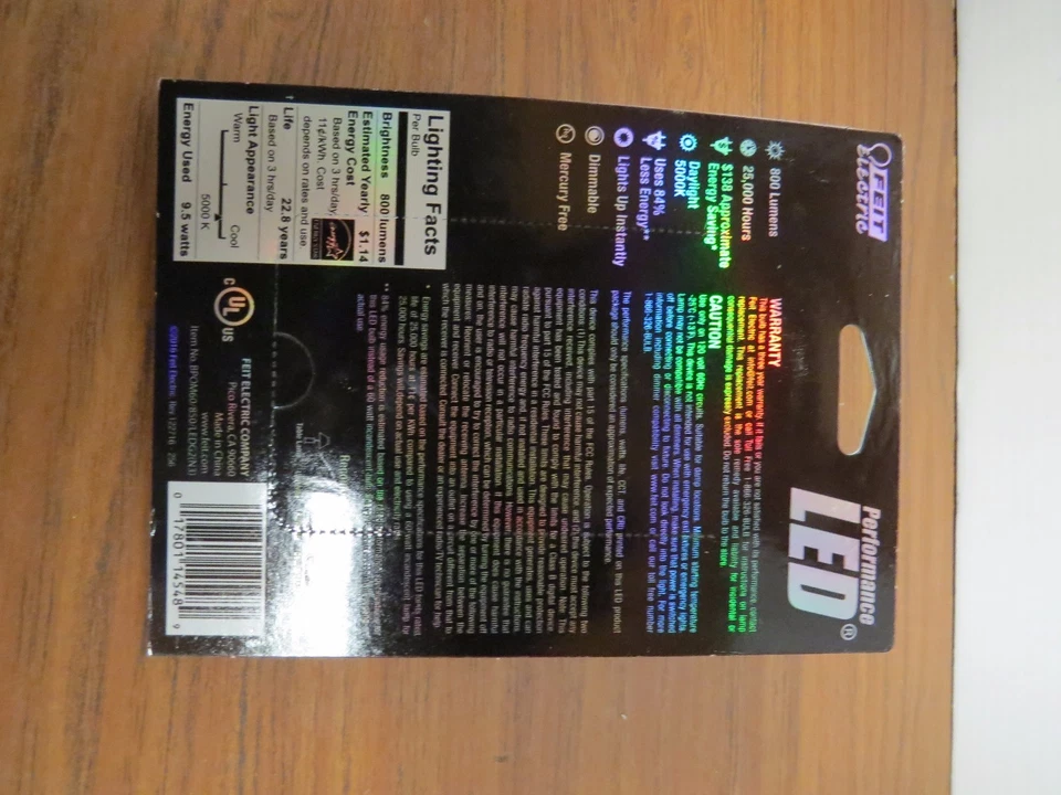 +Feit Electric Bpom60/850/Led 9 Watt A19 Dimmable Omni Directi,No BPOM60/850/LED - Image 3 of 3