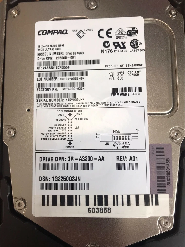 COMPAQ  18.2GB WIDE ULTRA3 SCSI DRIVE - BF01864663 - 235065-001 - 9T4006-023 - Image 2 of 4