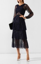 self portrait cross front fine lace dress