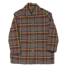 Vintage Classiques Entier Womens Overcoat Jacket Yellow Wool 90s Check M