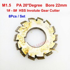 8Pcs/Set M1.5 PA20 #1-8 Bevel Involute Gear Cutters HSS Module 1.5M gear Cutter