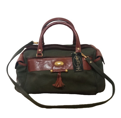 Women's Megghi Green & Brown Genuine Leather Handbag with Handles and Shoulder Bag