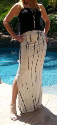 Maya Antonia Black-White Tie-Dye Maxi Skirt - Extra Long-Super Soft & Stretchy