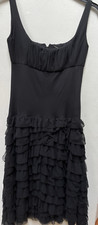 Amelia Toro Tulle Dress Black Tiered Ruffles Midi whimsy fairy goth sz8