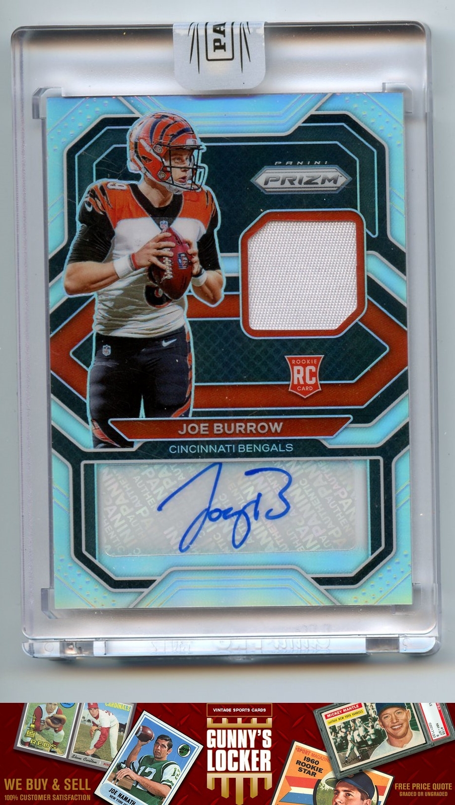 2020 Panini Prizm Rookie Patch Auto Prizm Joe Burrow 1 Cincinnati Bengals 90/99