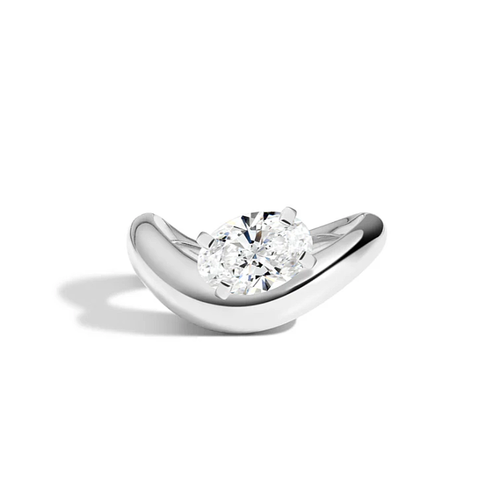 IGI 1 Ct Lab Created Oval Cut Diamond Engagement Ring in 14K White Gold - Picture 2 of 10