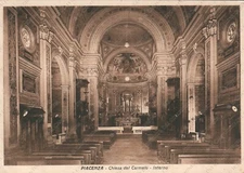 1947 PIACENZA Chiesa del Carmelo interno Cartolina