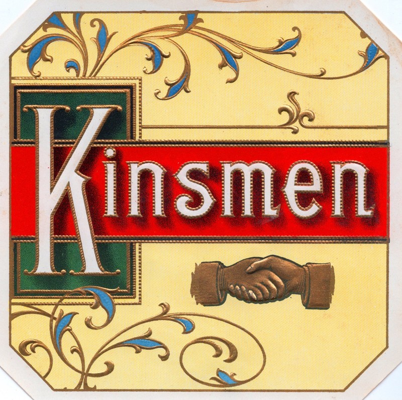 Kinsmen tobacco label 5 x 5" NEW