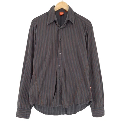 HUGO BOSS Chemise Homme Marron Rayée Coton Extensible Manches Longues Taille S - Photo 1/4