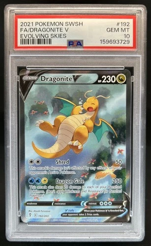 2021 Pokemon SWSH Evolving Skies Dragonite V #192/203 PSA 10 GEM MINT