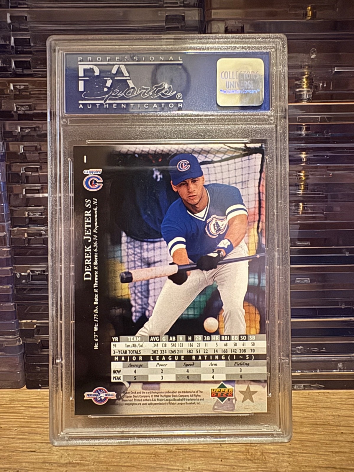 1995 Upper Deck Minor League Derek Jeter ROOKIE #1 PSA 8 NM-MT view 4