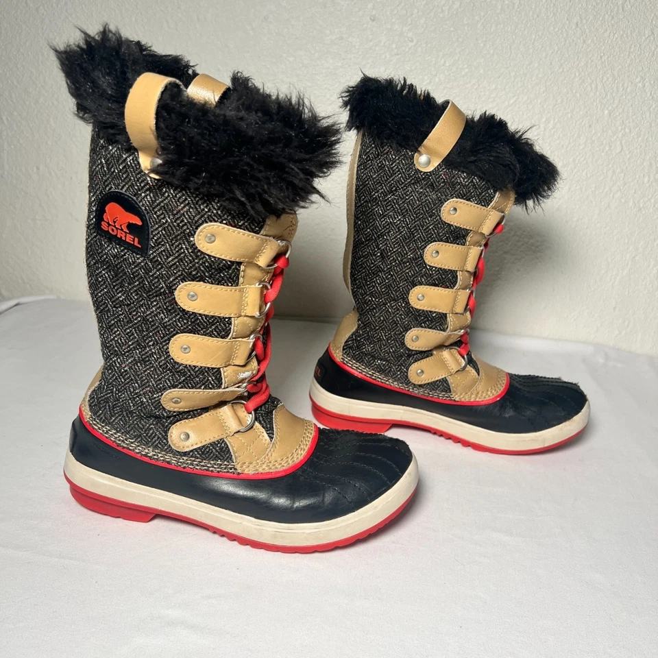 Bota de invierno Sorel Tofino espiga negra tostada roja piel sintética para mujer 6,5 Foto 4 de 4