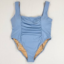 J Crew Womens Ruched Squareneck One Piece Swimsuit Size 24 Baby Blue