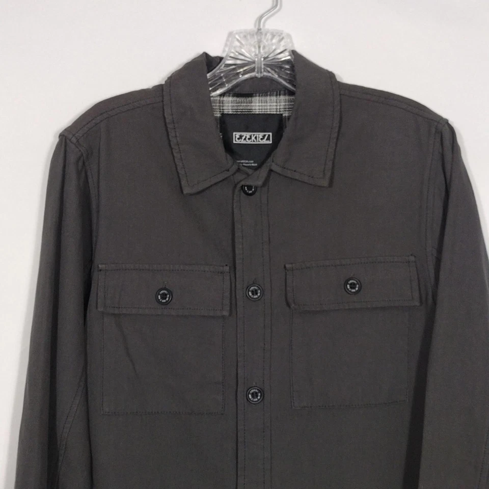 NWT Ezekiel Todd Gray Long Sleeve Overshirt Button Down Mens Size Small - Image 3 of 4